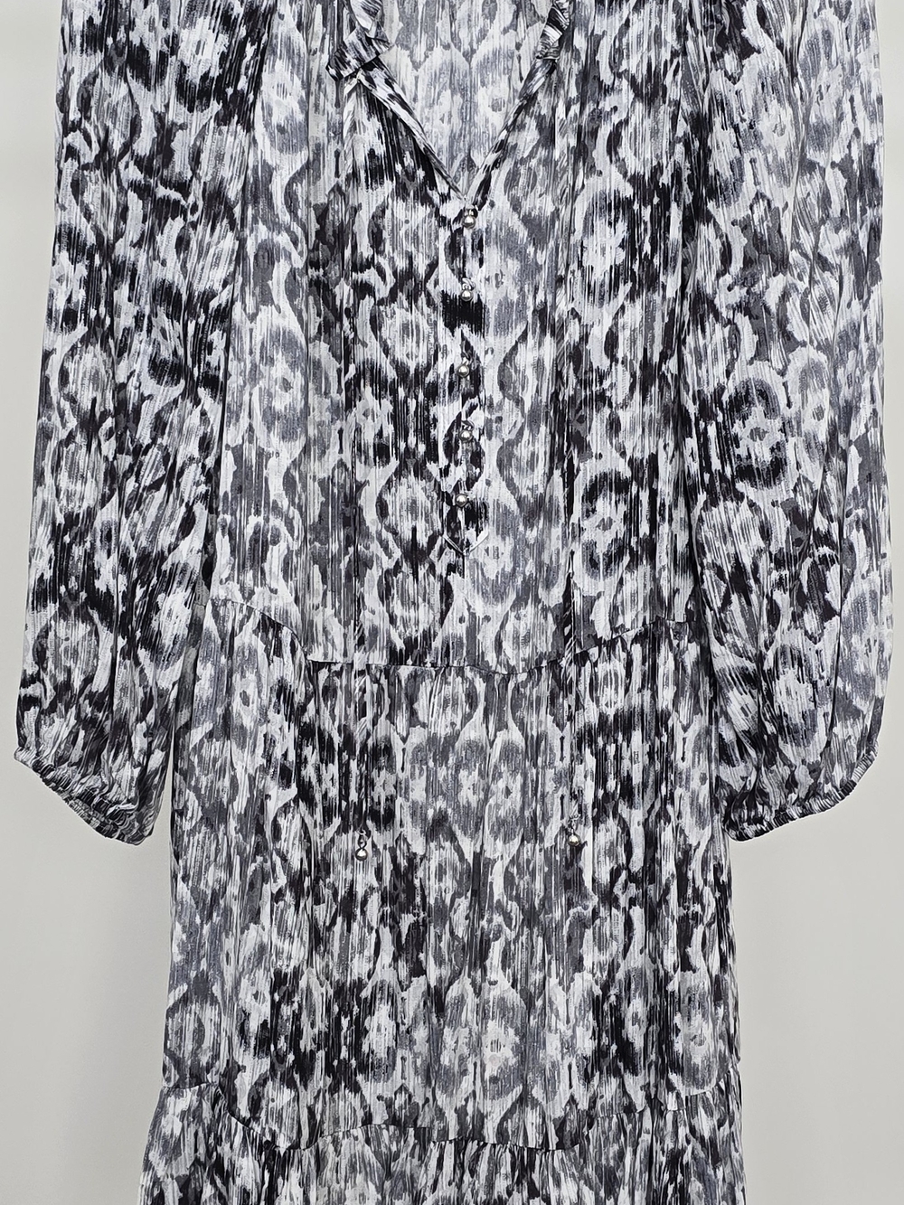 Calvin Klein Black and White Animal-Print Long Sleeve Dress